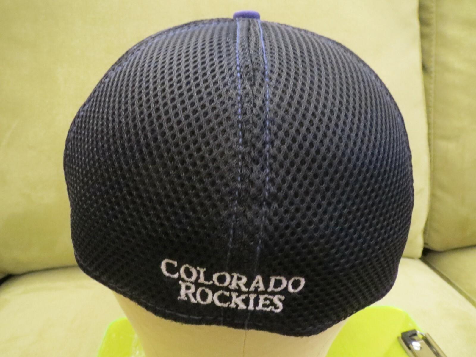 New Era Rockies Black Flex Fit Neo Hat, White Split Front, Purple Bill, Sz L/XL