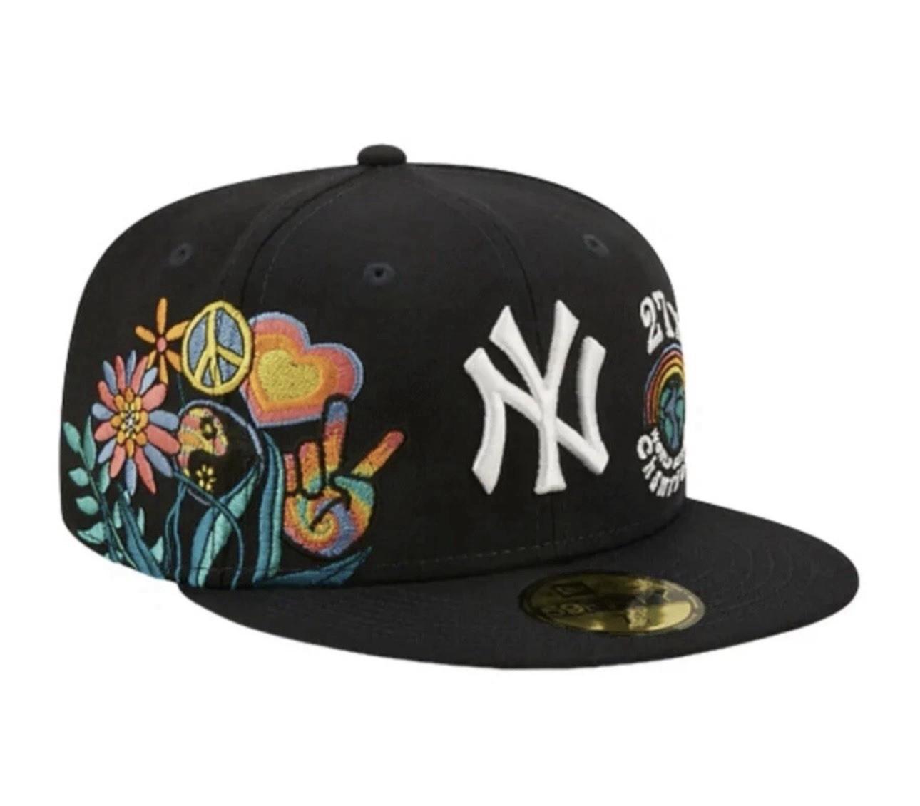 New Era New York Yankees Groovy 59FIFTY Fitted Blue Undervisor Size 7 3/8 view 4