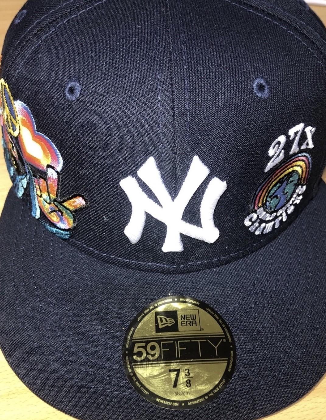 New Era New York Yankees Groovy 59FIFTY Fitted Blue Undervisor Size 7 3/8 view 5