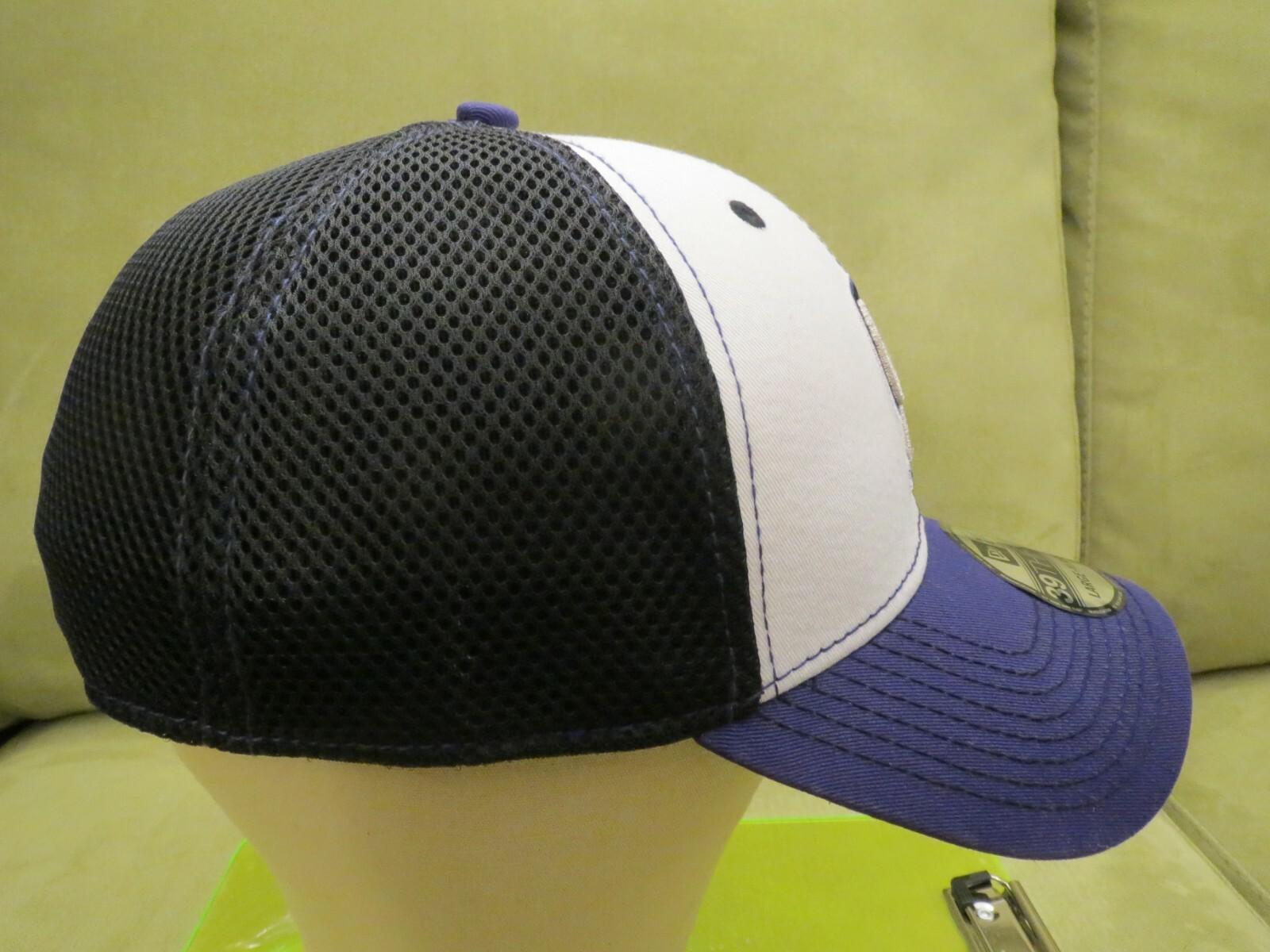 New Era Rockies Black Flex Fit Neo Hat, White Split Front, Purple Bill, Sz L/XL