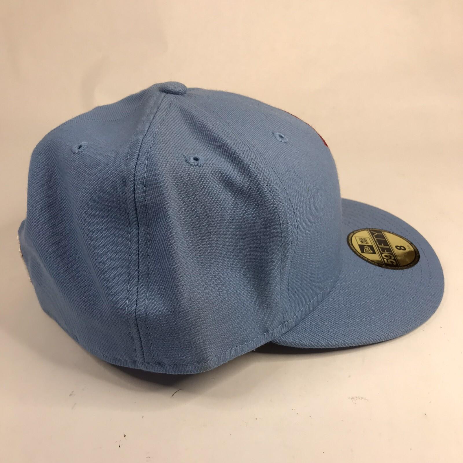 New Era 59Fifty New York Yankees Fitted Hat Lt Blue, Red White Logo Size 8 NWT view 3