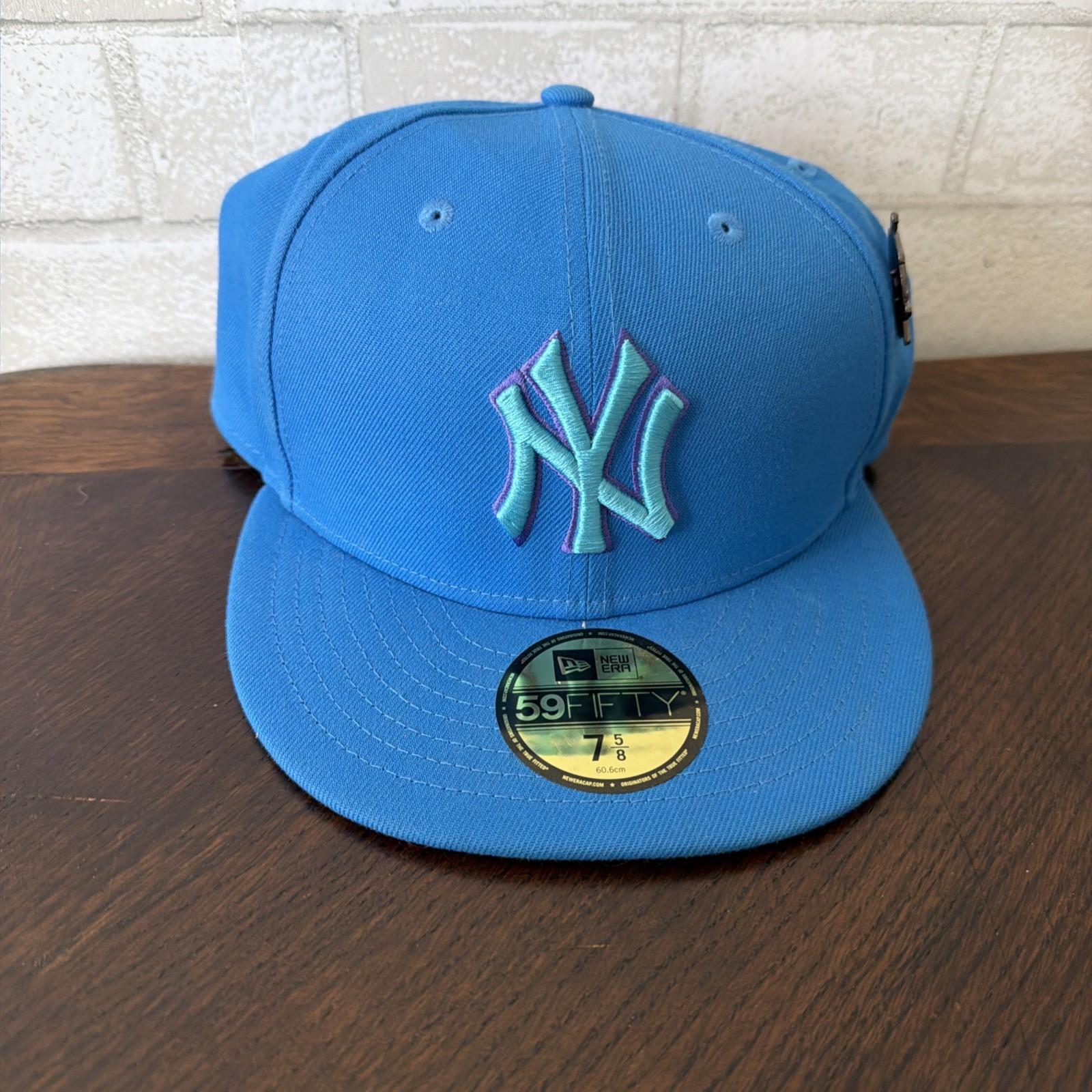 New York Yankees New Era 59FIFTY Fitted Sz 7 5/8 Solid Blue Blueout NWT