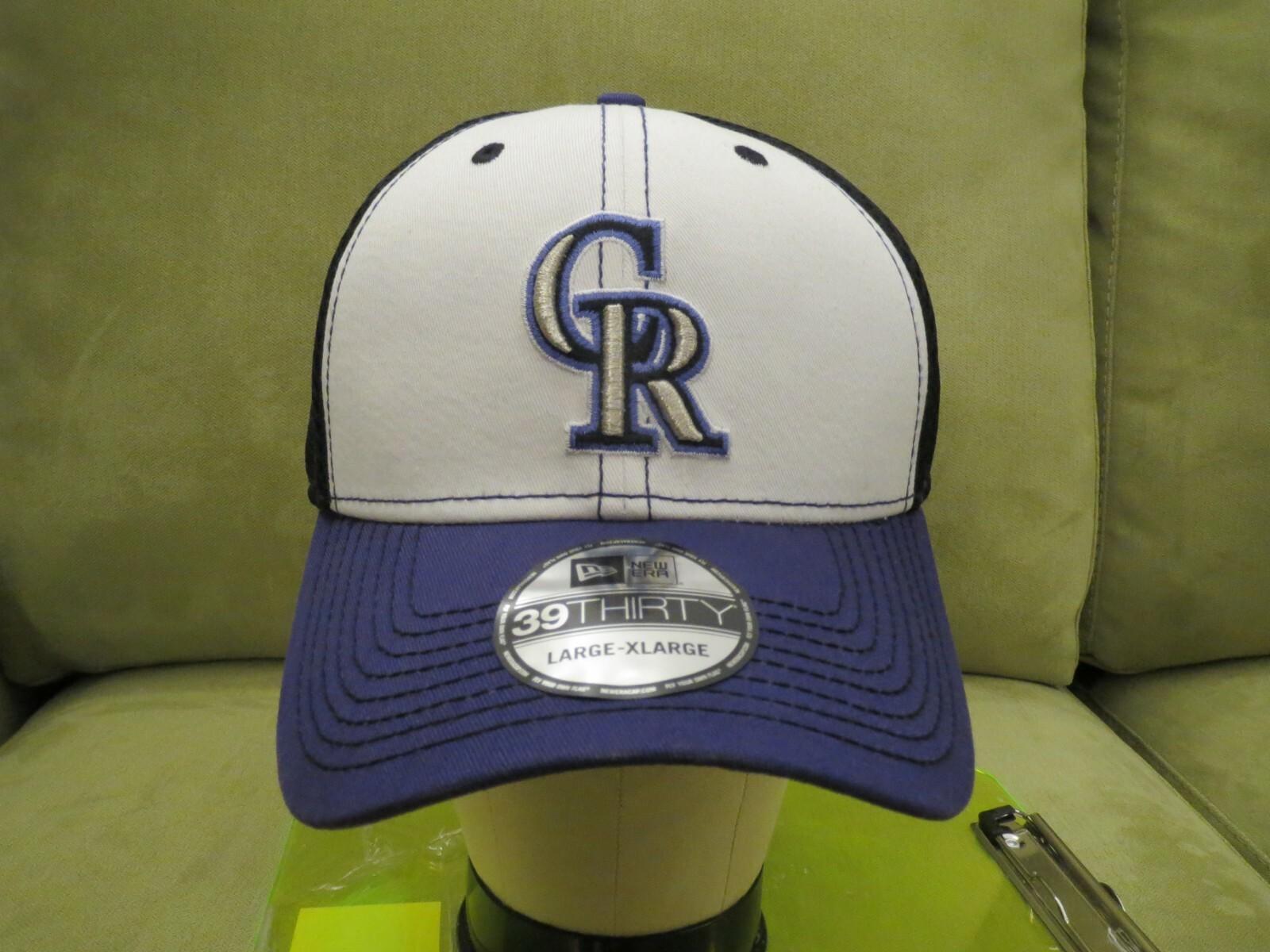 New Era Rockies Black Flex Fit Neo Hat, White Split Front, Purple Bill, Sz L/XL