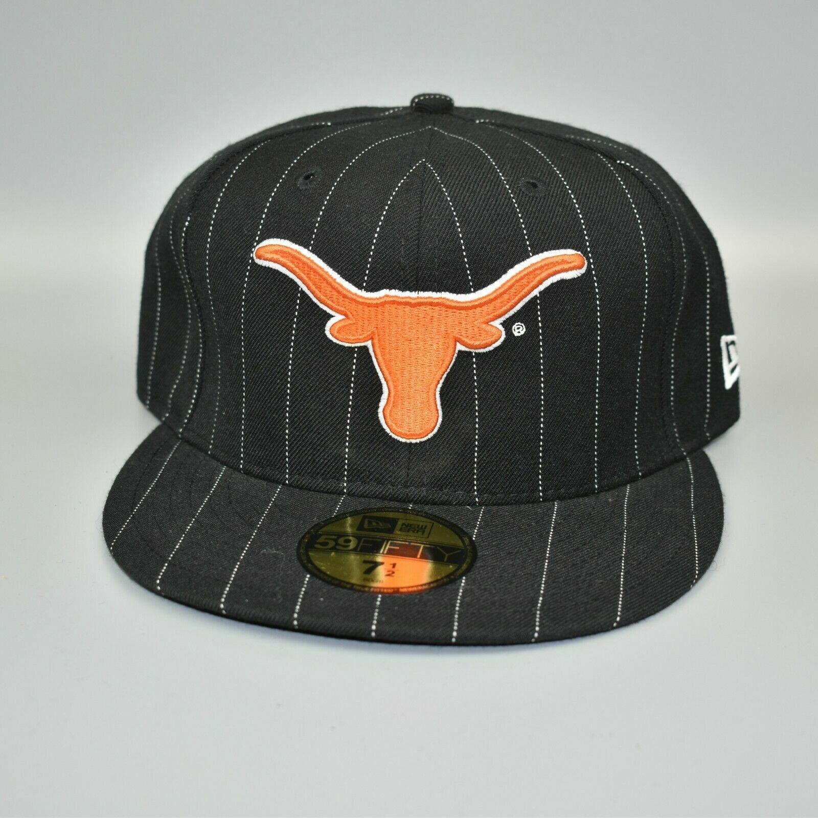 Texas Longhorns NCAA New Era 59FIFTY Pinstripe Black Fitted Cap Hat Size: 8 2XL