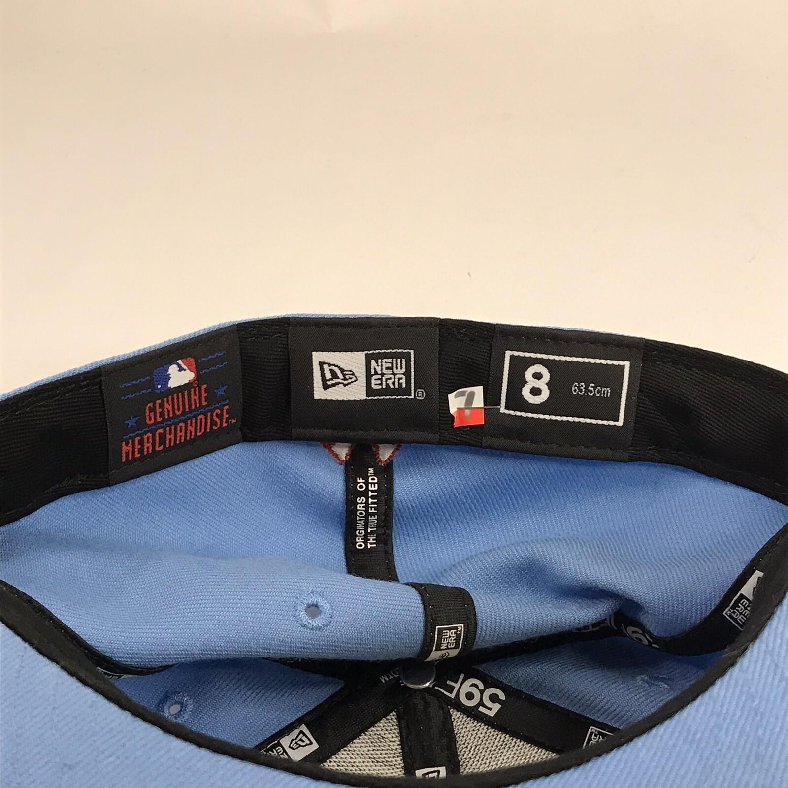 New Era 59Fifty New York Yankees Fitted Hat Lt Blue, Red White Logo Size 8 NWT view 12