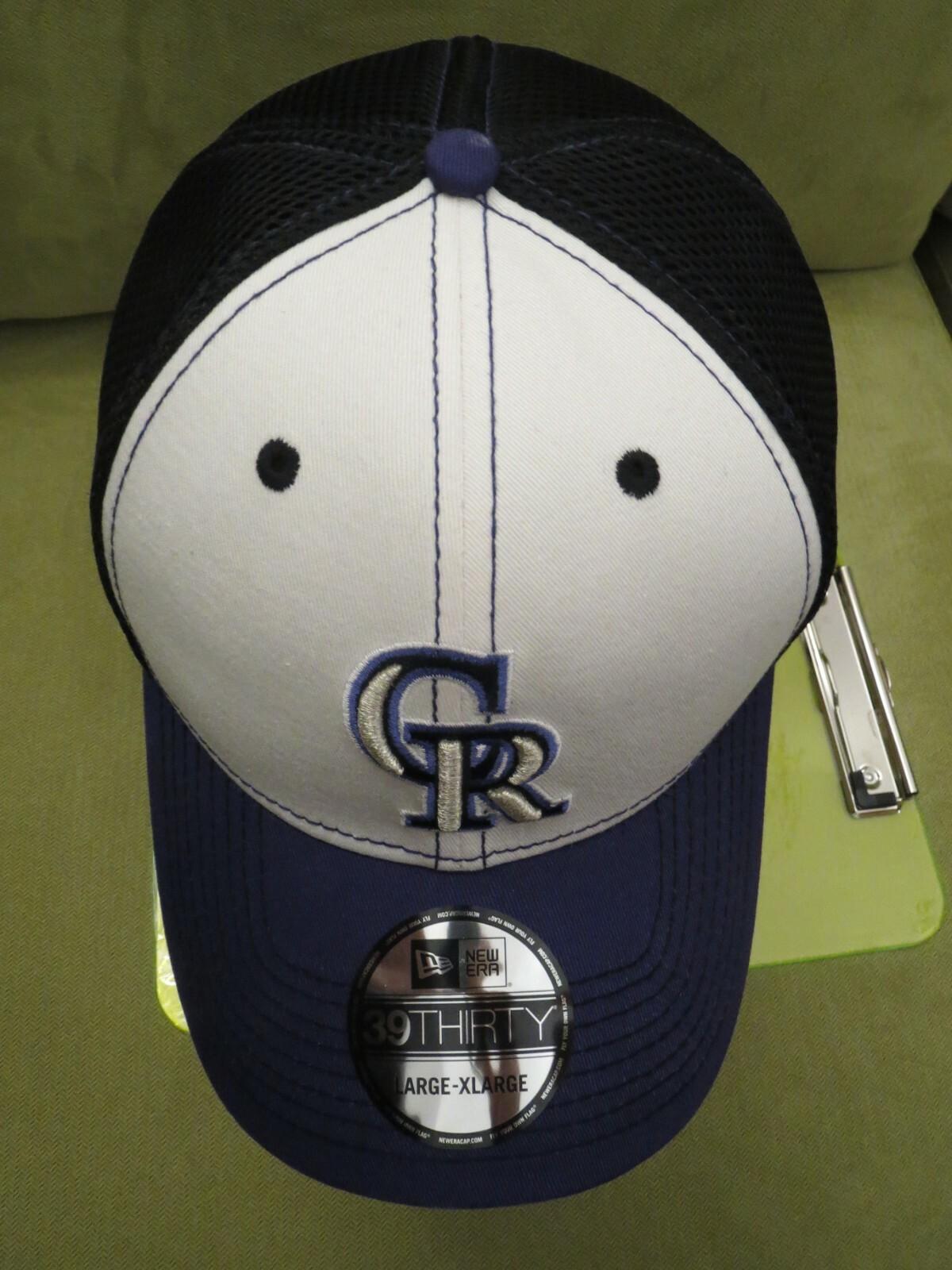 New Era Rockies Black Flex Fit Neo Hat, White Split Front, Purple Bill, Sz L/XL