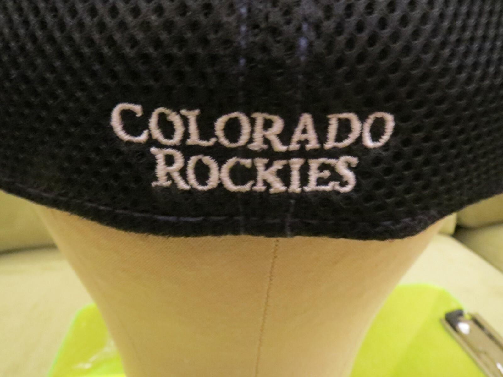 New Era Rockies Black Flex Fit Neo Hat, White Split Front, Purple Bill, Sz L/XL