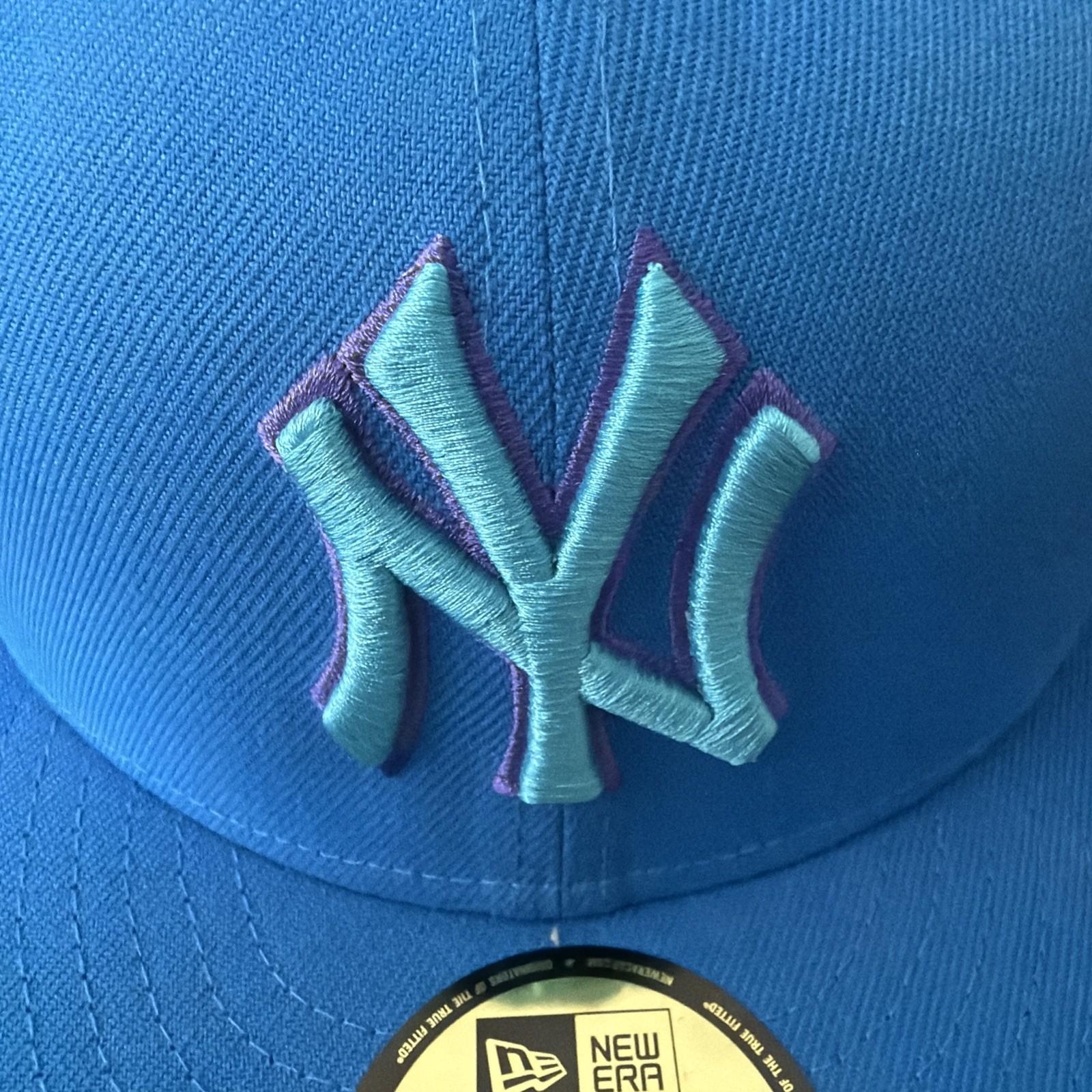 New York Yankees New Era 59FIFTY Fitted Sz 7 5/8 Solid Blue Blueout NWT view 2
