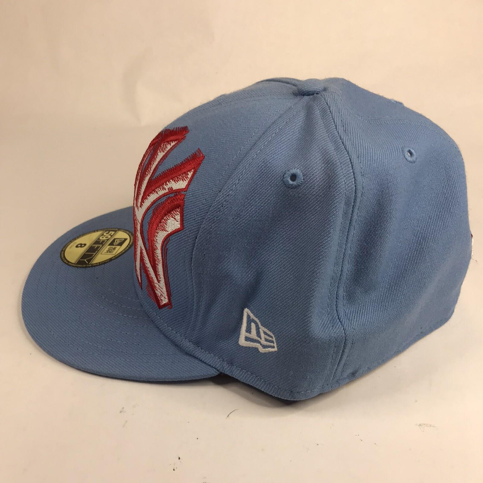 New Era 59Fifty New York Yankees Fitted Hat Lt Blue, Red White Logo Size 8 NWT view 4