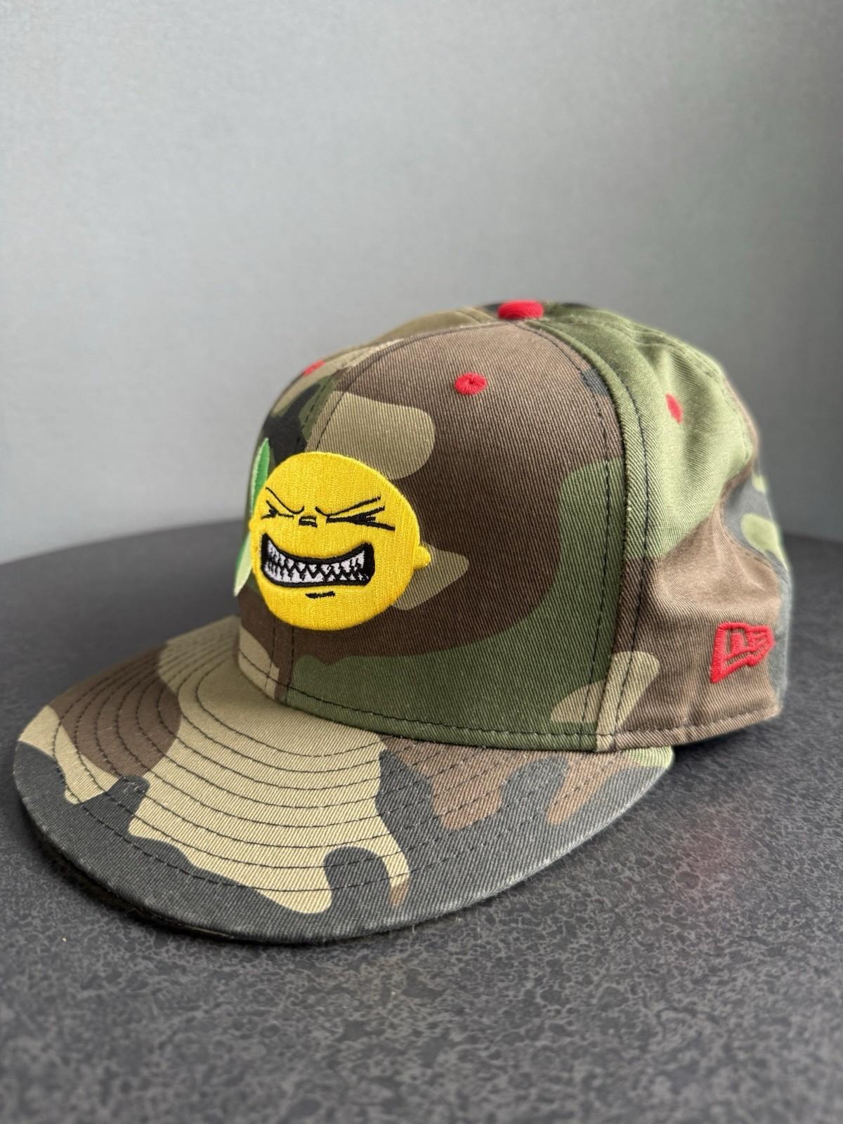 New Era 59Fifty Sz 8 Camo Hat Sour Lemon Embroidered Size XL Fitted 63.5cm