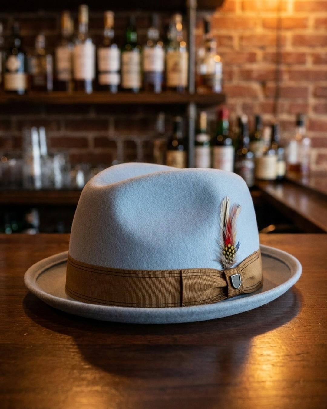 BNWT Brixton Gain Wool Fedora Unisex Hat Medium Haze Cap 7 1/4 58cm
