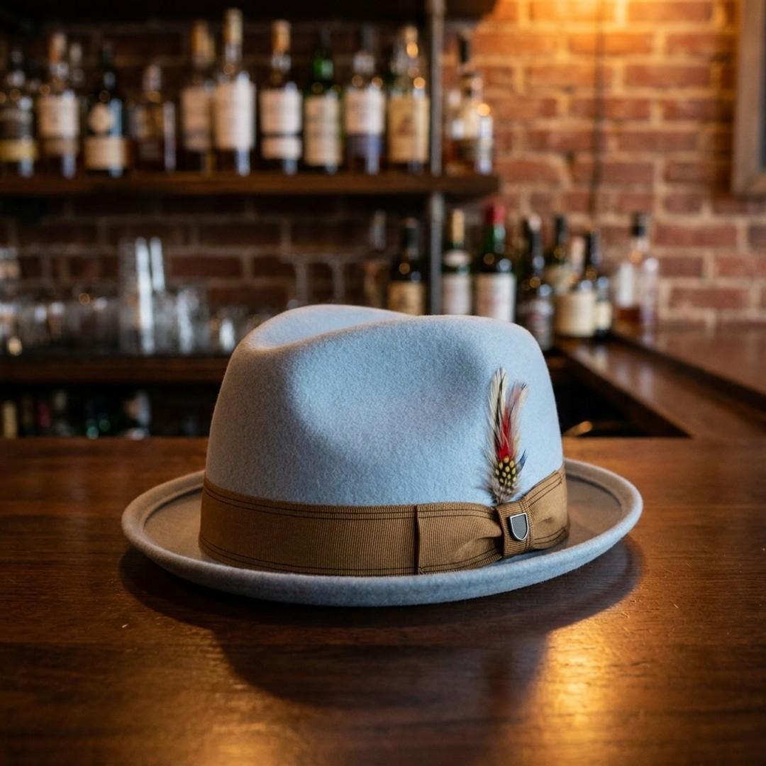 BNWT Brixton Gain Wool Fedora Unisex Hat Medium Haze Cap 7 1/4 58cm