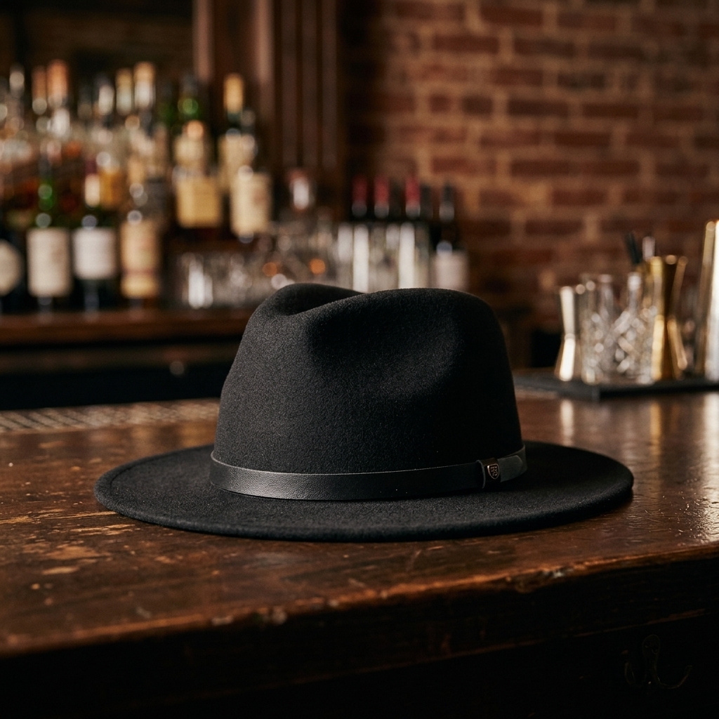 Brixton Men's Field Wide Brim Felt Fedora Hat Black Size XL