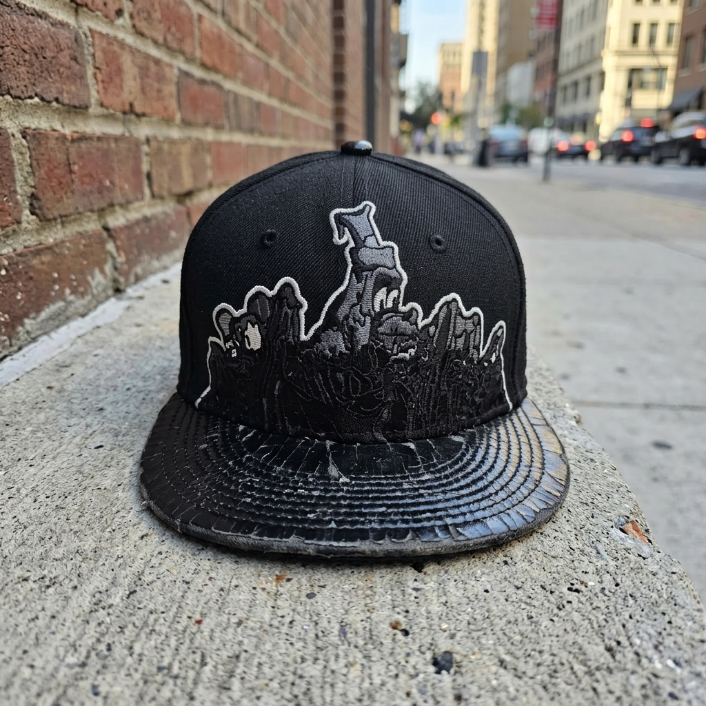 Mickey Mouse "LONESOME GHOSTS" RARE Black New Era 59Fifty Fitted Hat Size 7 5/8