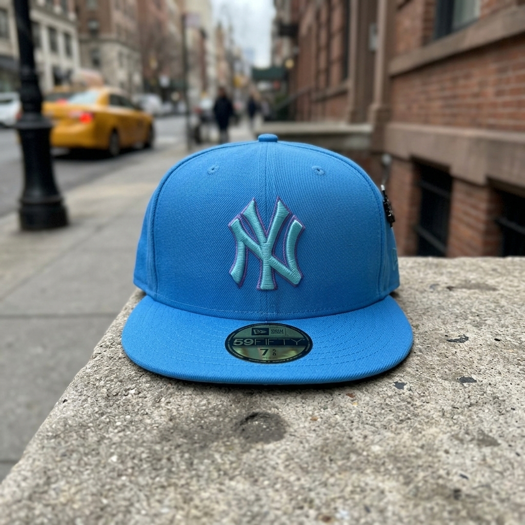 New York Yankees New Era 59FIFTY Fitted Sz 7 5/8 Solid Blue Blueout NWT