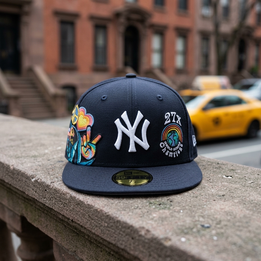 New Era New York Yankees Groovy 59FIFTY Fitted Blue Undervisor Size 7 3/8